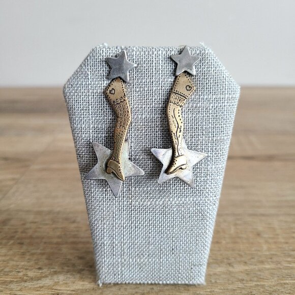 Native American SFP 925 silver and coper dangling earrings with moving elements. - Picture 1 of 5